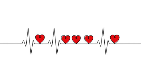 Heartbeat graphic with hearts. Medicine and love conceptの素材