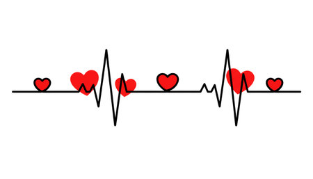 Heartbeat graphic with hearts. Medicine and love conceptの素材