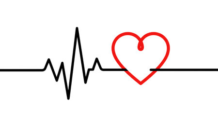 Heartbeat graphic with hearts. Medicine and love conceptの素材