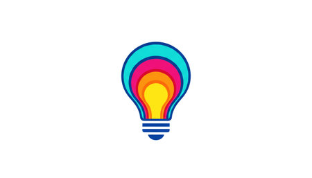 Colorful light bulbs illustration on white background. Technology and ecology conceptの素材