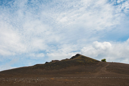 The Capelinhos volcano was born at sea, in the parish of Capelinhos, in Faial Island, Azores and its activity extended from September 1957 to October 1958の写真素材