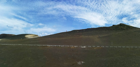 The Capelinhos volcano was born at sea, in the parish of Capelinhos, in Faial Island, Azores and its activity extended from September 1957 to October 1958の写真素材