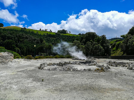 Furnas Fumarolas on Sao Miguel Island in the Azores archipelagoの写真素材