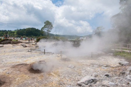 Furnas Fumarolas on Sao Miguel Island in the Azores archipelagoの写真素材