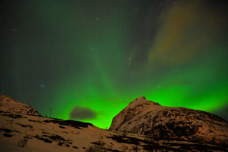 Northern lights in the skies of Norwayの写真素材