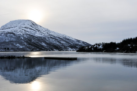 Snowy landscape in Norwayの写真素材