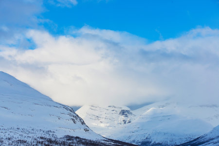 Snowy landscape in Norwayの写真素材