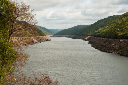 Tejo River, in Portugal, with a lower water level about 20 meters due to climate change
