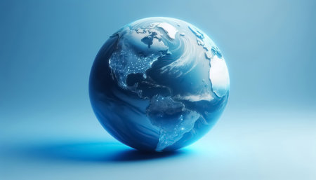Earth globe isolated in blue backgroundの素材