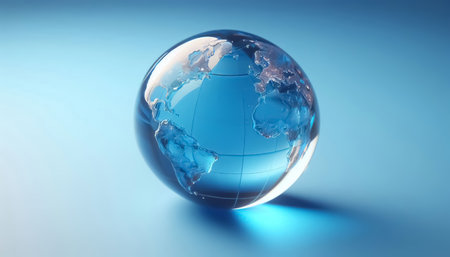 Earth globe isolated in blue backgroundの素材