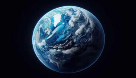 Earth globe isolated in dark backgroundの素材