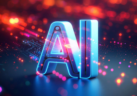 Abstract background with AI 3D word. Technology conceptの素材