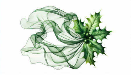 Abstract holly represented by soft silk floating gently in the background. Christmas celebration timeの素材