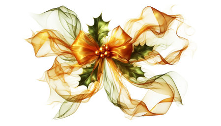 Abstract holly represented by soft silk floating gently in the background. Christmas celebration timeの素材