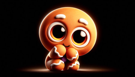 Cute adorable gingerbread man cartoonの素材