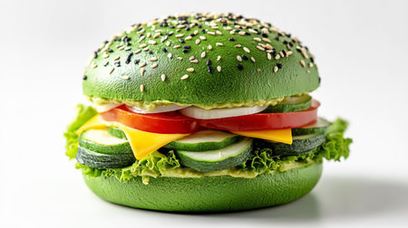 Vegetarian green burger. Healthy food concept. World Vegan Dayの素材