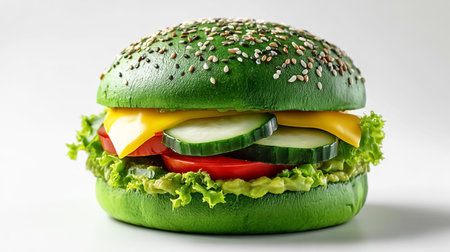 Vegetarian green burger. Healthy food concept. World Vegan Dayの素材