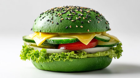 Vegetarian green burger. Healthy food concept. World Vegan Dayの素材