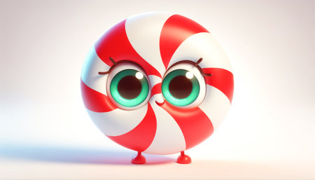 Adorable 3D cute candy cane cartoon. Christmas sweetsの素材