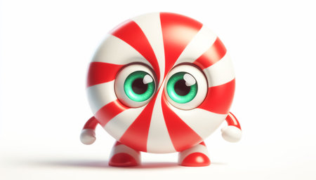 Adorable 3D cute candy cane cartoon. Christmas sweetsの素材