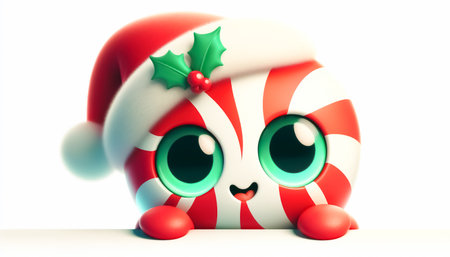 Adorable 3D cute candy cane cartoon. Christmas sweetsの素材