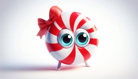 Adorable 3D cute candy cane cartoon. Christmas sweetsの素材