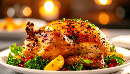 Roast turkey for Christmas dinner or Thanksgiving day dinnerの素材