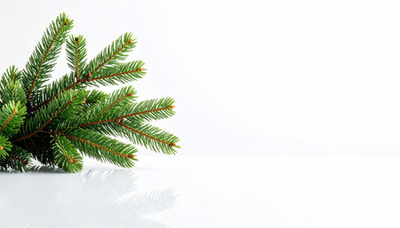 Christmas pine branch on white backgroundの素材