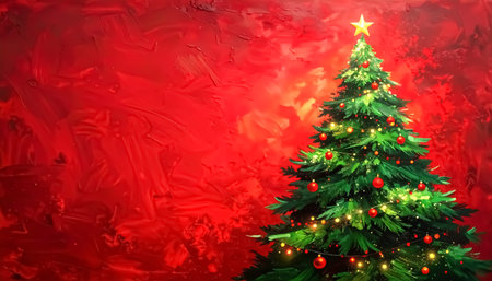 Christmas tree painting illustrationの素材