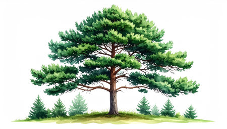 Christmas tree watercolor illustrationの素材