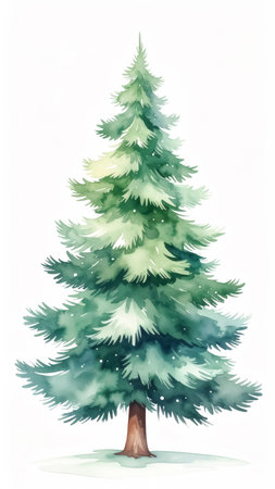 Christmas tree watercolor illustrationの素材