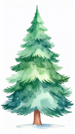 Christmas tree watercolor illustrationの素材