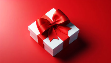 Gift box with red ribbonの素材