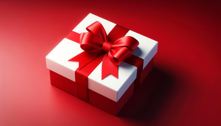 Gift box with red ribbonの素材