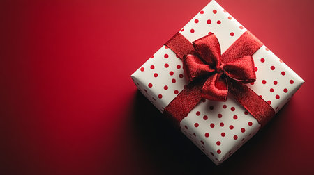 Gift box with red ribbonの素材