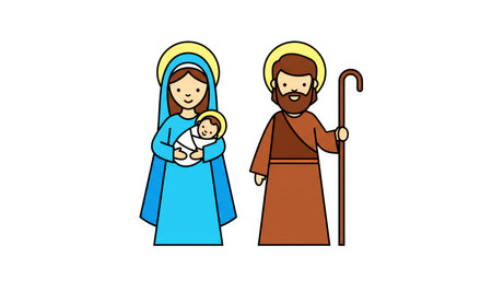 Flat illustration of the Holy Family with the Child Jesusの素材