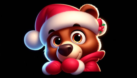 Cute adorable bear cartoon with Santa hatの素材