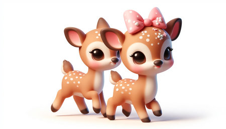Funny 3D adorable deer cartoonの素材