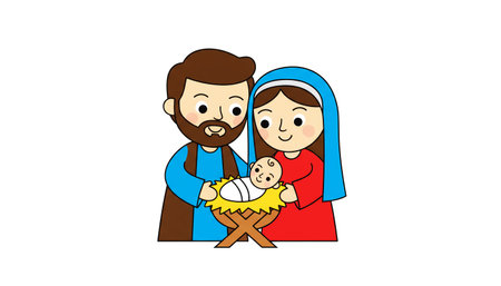 Flat illustration of the Holy Family with the Child Jesusの素材