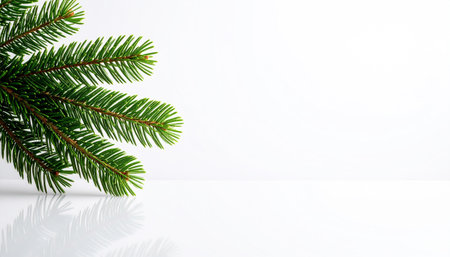 Christmas pine branch on white backgroundの素材