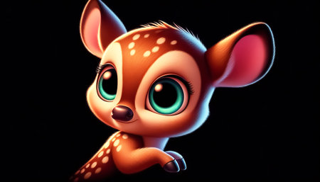 Funny 3D adorable deer cartoonの素材