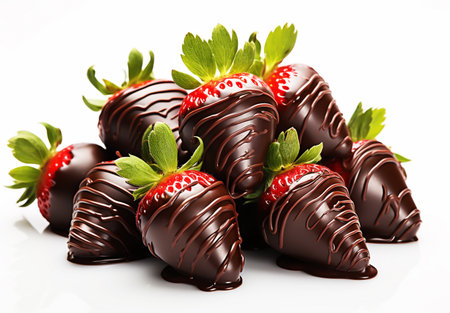 strawberries and chocolate isolated on a white background. 3d illustrationの素材