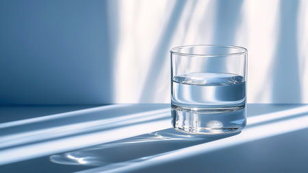 glass of water with shadows on a white background. 3d renderingの素材