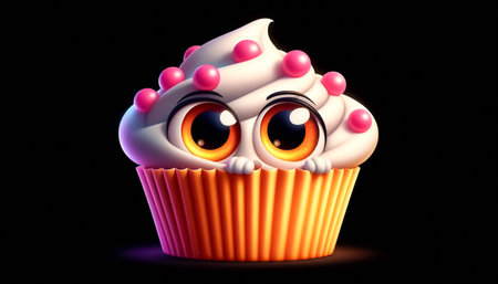 3D adorable funny cupcake cartoonの素材
