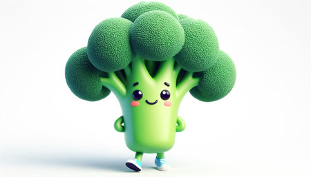 3D cute adorable broccoli cartoonの素材