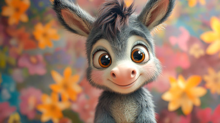 Funny adorable cartoon of a donkeyの素材