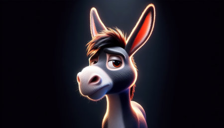 Funny adorable cartoon of a donkeyの素材