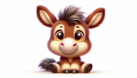 Funny adorable cartoon of a donkeyの素材