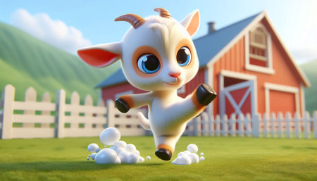 Cute adorable small goat cartoonの素材