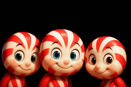 Candy canes in the form of a face on a backgroundの素材